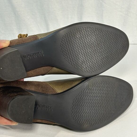 Sperry Top Sider brown leather suede bootie size 8 M Ankle Boot Side Zip - Picture 5 of 8